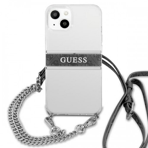Guess GUHCP13SKC4GBSI iPhone 13 mini 5,4" Transparent hardcase 4G Grey Strap Silver Chain image 3