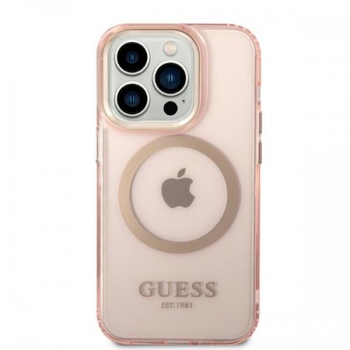 Guess Translucent MagSafe Compatible Case for iPhone 14 Pro Pink image 3