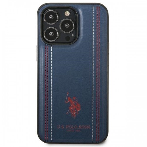 U.s. Polo Assn. U.S. Polo PU Leather Stitched Lines Case for iPhone 14 Pro Navy image 3
