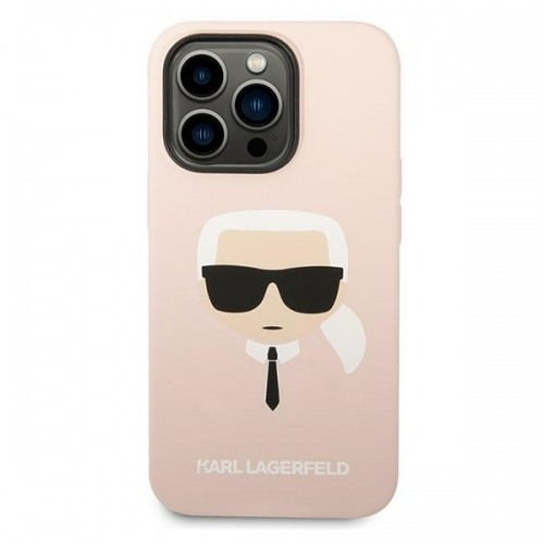 Karl Lagerfeld MagSafe Compatible Case Liquid Silicone Karl Head for iPhone 14 Pro Max Pink image 3