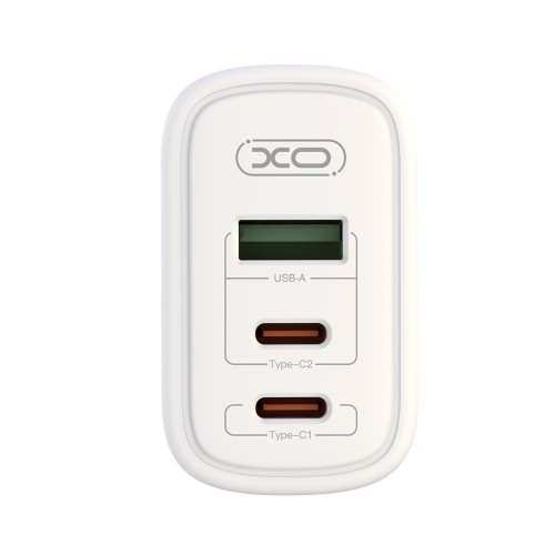 XO wall charger CE04 PD 65W 2x USB-C 1x USB white image 3