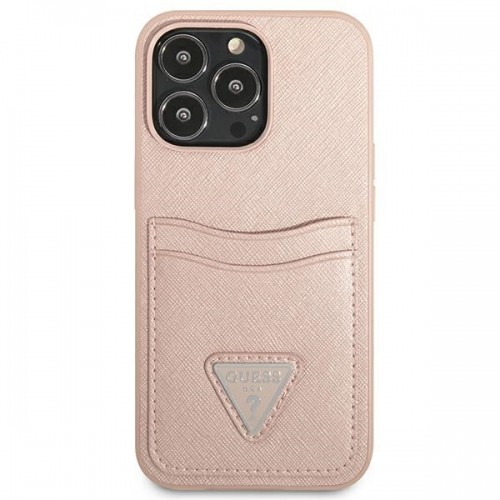 Guess Saffiano Double Card Case for iPhone 13 Pro Max Pink image 3
