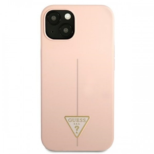 Guess Silicone Line Triangle Case for iPhone 13 Pink image 3