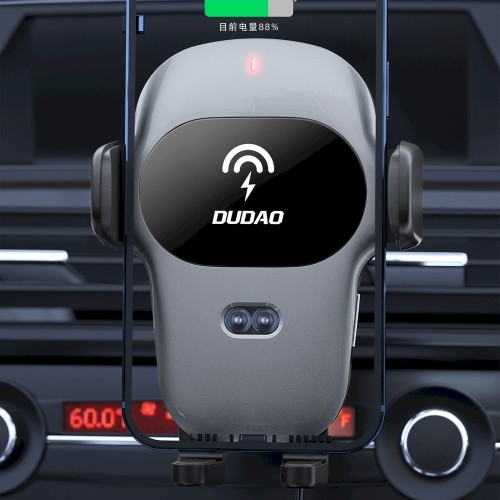 Dudao car holder with built-in Qi wireless charger 15W gray (F20xs) image 3
