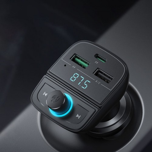 Ugreen FM raidītājs Bluetooth 5.0 auto lādētājs MP3 3x USB TF micro SD 4,8 A melns (CD229) image 3