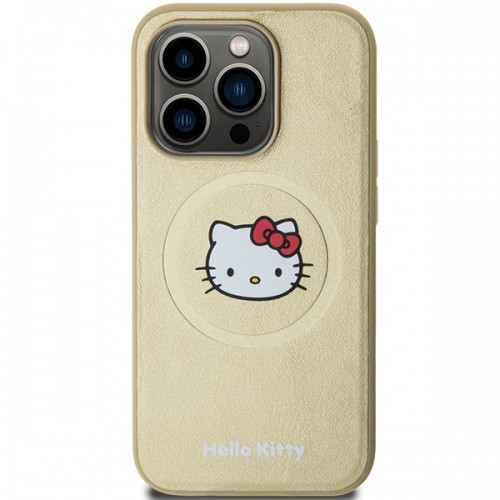 Hello Kitty HKHMP14LPGHCKD iPhone 14 Pro 6.1" złoty|gold hardcase Leather Kitty Head MagSafe image 3