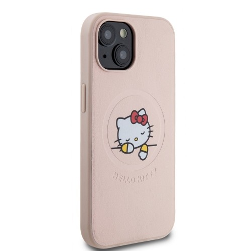 Hello Kitty PU Kitty Asleep Logo MagSafe Case for iPhone 15 Pink image 3