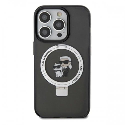Karl Lagerfeld KLHMP14LHMRSKCK iPhone 14 Pro 6.1" czarny|black hardcase Ring Stand Karl&Choupettte MagSafe image 3