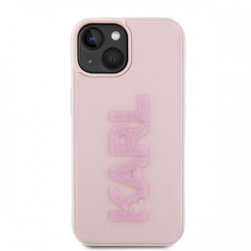 Karl Lagerfeld KLHCP15S3DMBKCP iPhone 15 6.1" różowy|pink hardcase 3D Rubber Glitter Logo image 3