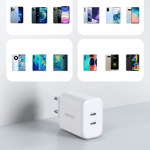Ugreen charger 2x USB Type C 40W Power Delivery white (10343) image 3