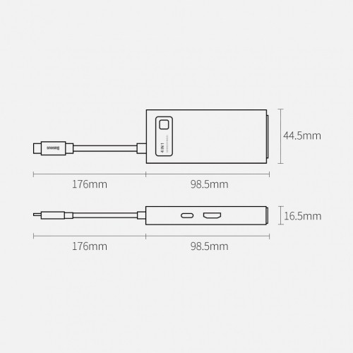 Baseus Metal Gleam 4in1 multifunctional HUB USB Type C - USB Type C Power Delivery 100 W | HDMI 4K 30 Hz | 1x USB 3.2 Gen 1 | 1x USB 2.0 (CAHUB-CY0G) image 3