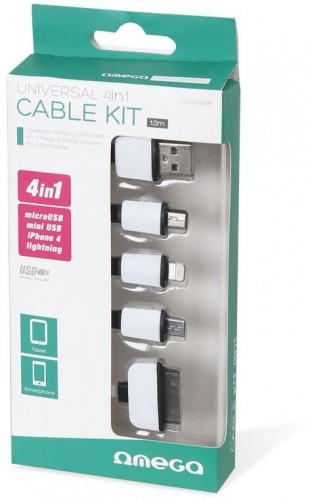 Omega kabelis USB - microUSB/miniUSB/Lightning/Apple 30-pin 4in1 (OUCK4WB) image 3