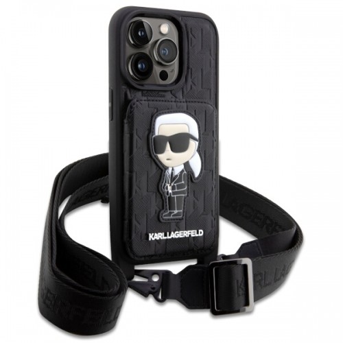 Karl Lagerfeld KLHCP14XCSAKHPKK iPhone 14 Pro Max 6.7" hardcase czarny|black Crossbody Saffiano Monogram Ikonik image 3