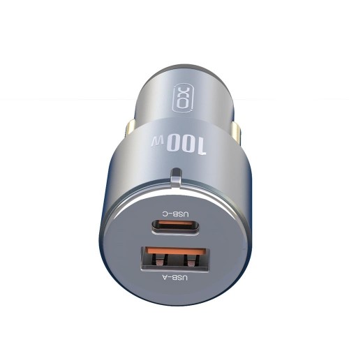 XO car charger CC47 PD QC 3.0 100W 1x USB 1x USB-C dark gray image 3
