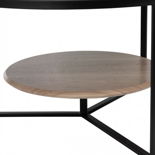 Bigbuy Home Centrālais galds Melns Dabisks Stikls Dzelzs Koks MDF 75 x 75 x 40 cm image 3