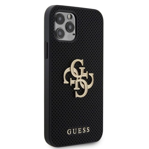 Guess PU Perforated 4G Glitter Metal Logo Case for iPhone 12|12 Pro Black image 3