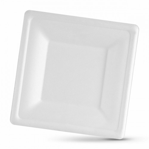 Plāksņu komplekts Algon Vienreizējas lietošanas Balts Cukurniedre Kvadrāta 26 cm (8 gb.) image 3
