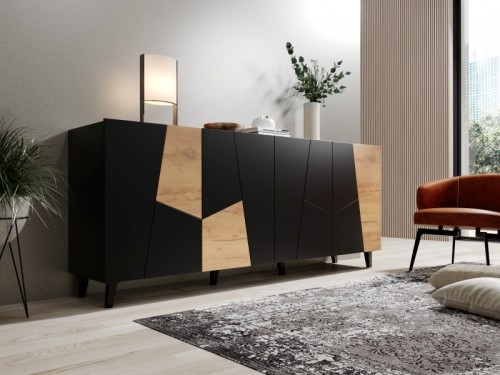 Halmar ETNA chest of drawers black mat/ black mat/ craft oak image 3