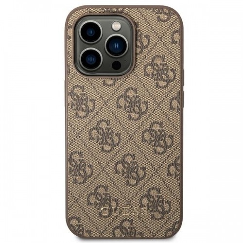 Guess GUHCP14XG4GFBR iPhone 14 Pro Max 6,7" brązowy|brown hard case 4G Metal Gold Logo image 3