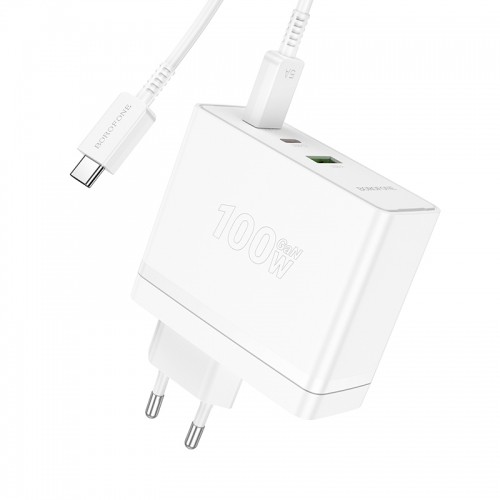 OEM Borofone Wall charger BN11 Imperial - USB + 2xType C - QC 3.0 PD 100W with Type C to Type C cable white image 3