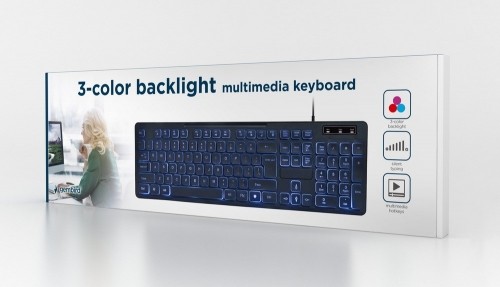 Gembird KB-UML3-02 backlight multimedia keyboard (3-color), black, US layout image 3