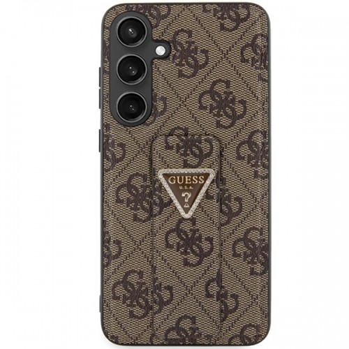 Guess GUHCS24SPGS4TDW S24 S921 brązowy|brown hardcase Grip Stand 4G Triangle Strass image 3