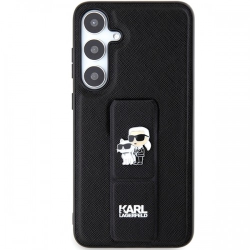 OEM Original Pouch KARL LAGERFELD hardcase Gripstand Saffiano Karl&Choupette Pins KLHCS24MGSAKCPK for Samsung Galaxy S24 Plus black image 3