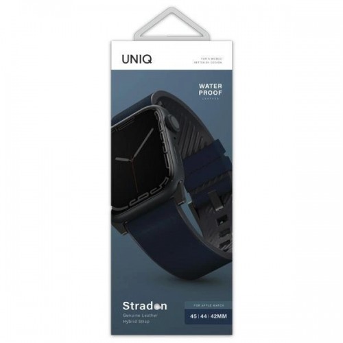 UNIQ pasek Straden Apple Watch Series 1|2|3|4|5|6|7|8|SE|SE2|Ultra 42|44|45|49mm. Leather Hybrid Strap niebieski|blue image 3