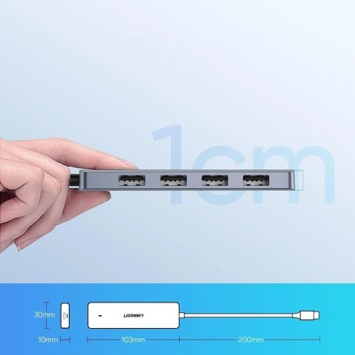 UGREEN USB 3.0 4 porti USB-C centrmezgls ar 4x USB 3.0 + micro USB (pelēks) image 3