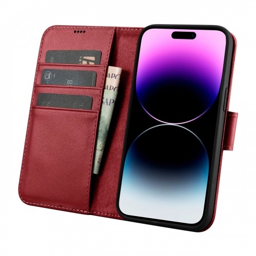 iCarer Wallet Case 2in1 iPhone 14 Pro Leather Flip Case Anti-RFID red (WMI14220726-RD) image 3