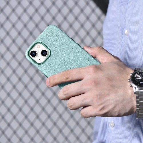 iCarer Litchi Premium Leather Case iPhone 14 Magnetic Leather Case with MagSafe Green (WMI14220709-GN) image 3