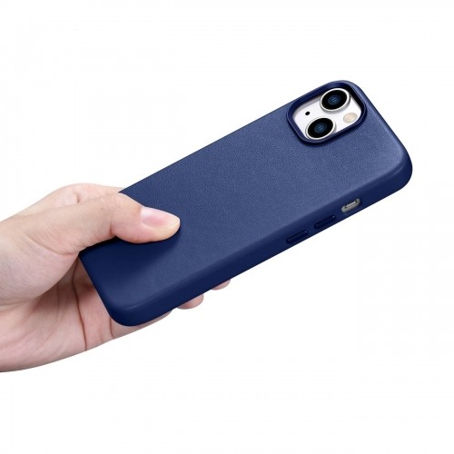 iCarer Case Leather cover for iPhone 14 case made of natural leather blue (WMI14220705-BU) (MagSafe compatible) image 3