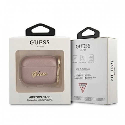 Guess GUAPSASMP AirPods Pro cover pink|pink Saffiano Script Metal Collection image 3