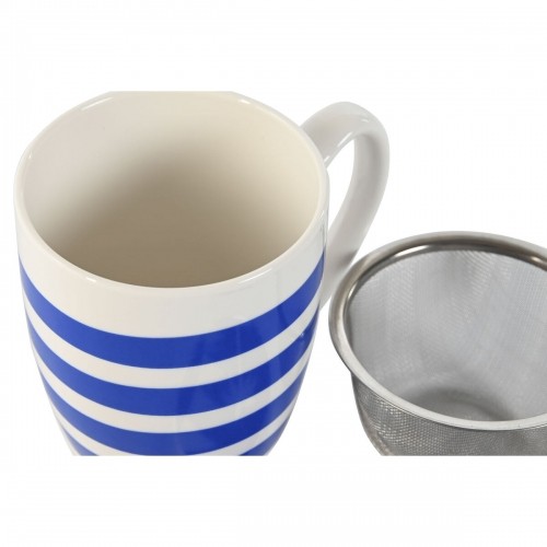Tasīte ar Tējas Filtru Home ESPRIT Zils Sarkans Nerūsējošais tērauds Porcelāns 380 ml (4 gb.) image 3