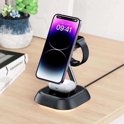 3in1 Acefast E16 15W inductive charging station for phone | headphones | watch - black image 3