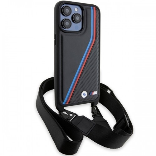 BMW BMHCP15X23PSVTK iPhone 15 Pro Max 6.7" czarny|black hardcase M Edition Carbon Tricolor Lines & Strap image 3
