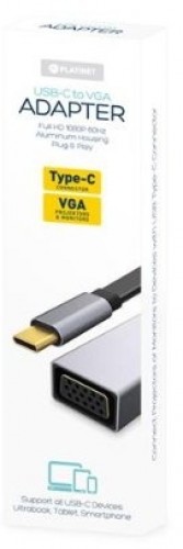 Platinet Multimedia Adapter Type-C  to VGA (1080P*60Hz) Adapteris Melns image 3