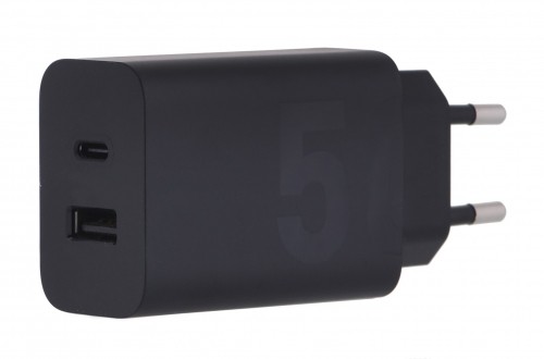 Motorola Charger TurboPower 50W Duo USB-C + USB-A  w/ USB-C cable, Black image 3