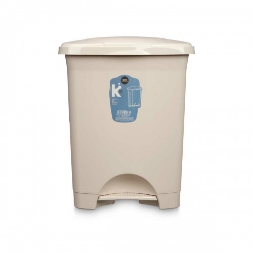 Bigbuy Home Atkritumu tvertne ar pedāli Bēšs Plastmasa 30 L (4 gb.) image 3