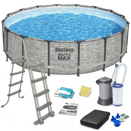 Rack pool BESTWAY 5618Y Steel Pro MAX 18' 5.49 X 1.22 m 11 in 1 Round Grey image 3