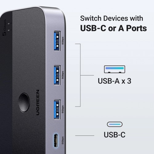 Ugreen CM662 USB 3.0 switch 2-in-4 switch + 2x USB-A cable - black image 3