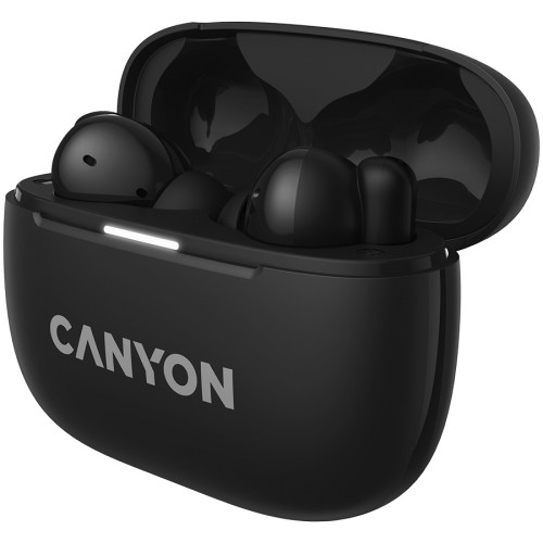 CANYON OnGo TWS-10 ANC+ENC, Bluetooth Headset, microphone, BT v5.3 BT8922F, Frequence Response:20Hz-20kHz, battery Earbud 40mAh*2+Charging case 500mAH, type-C cable length 24cm,size 63.97*47.47*26.5mm 42.5g, Black image 3