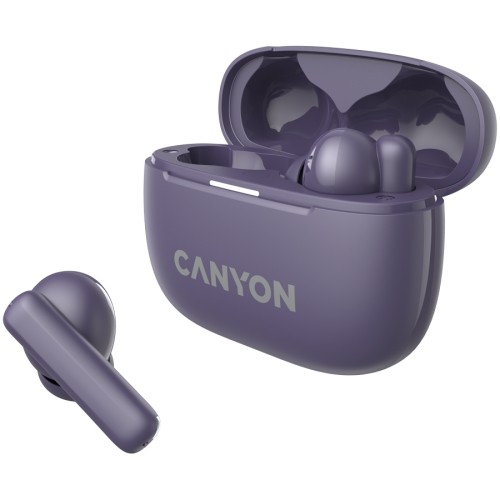 CANYON OnGo TWS-10 ANC+ENC, Bluetooth Headset, microphone, BT v5.3 BT8922F, Frequence Response:20Hz-20kHz, battery Earbud 40mAh*2+Charging case 500mAH, type-C cable length 24cm,size 63.97*47.47*26.5mm 42.5g, Purple image 3