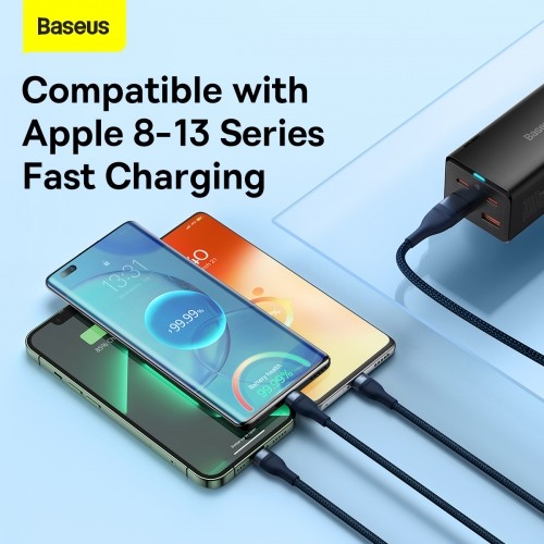 Baseus Flash Series II USB Type C | USB Type A cable - USB Type C | Lightning | micro USB 100 W 1.2 m blue (CASS030103) image 3