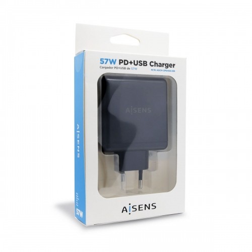 Автомобильное зарядное устройство с USB-портами Aisens ASCH-2PD45A-BK 57 W Чёрный USB-C image 3