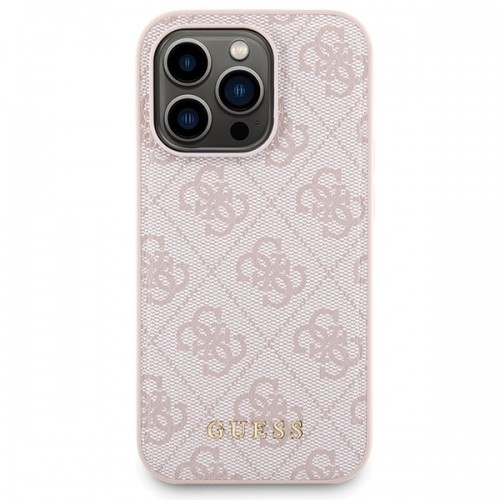 Zestaw Guess GUBPM5P15X4GEMGP iPhone 15 Pro Max 6.7" hardcase + Powerbank 5000mAh MagSafe różowy|pink 4G Metal Logo image 3