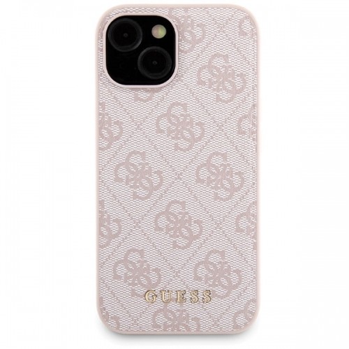 Zestaw Guess GUBPM5P15S4GEMGP iPhone 15 6.1" hardcase + Powerbank 5000mAh MagSafe różowy|pink 4G Metal Logo image 3