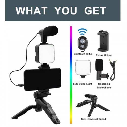 Elight Y9 Vlog комплект для Телефона Видео & Фото семки с Led светом / Микрофоном / Штативом Черный image 3