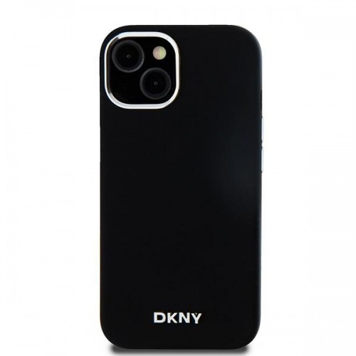 DKNY DKHMP14SSMCHLK iPhone 14 | 15 | 13 6.1" czarny|black hardcase Liquid Silicone Small Metal Logo MagSafe image 3