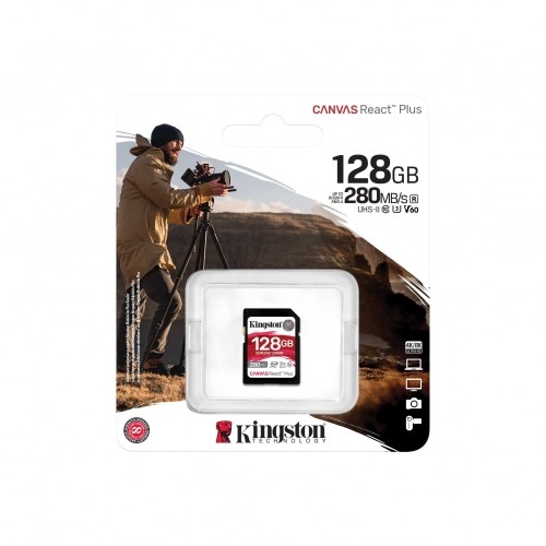 Kingston SD Card 128GB React Plus 280|100MB|s U3 V60 image 3